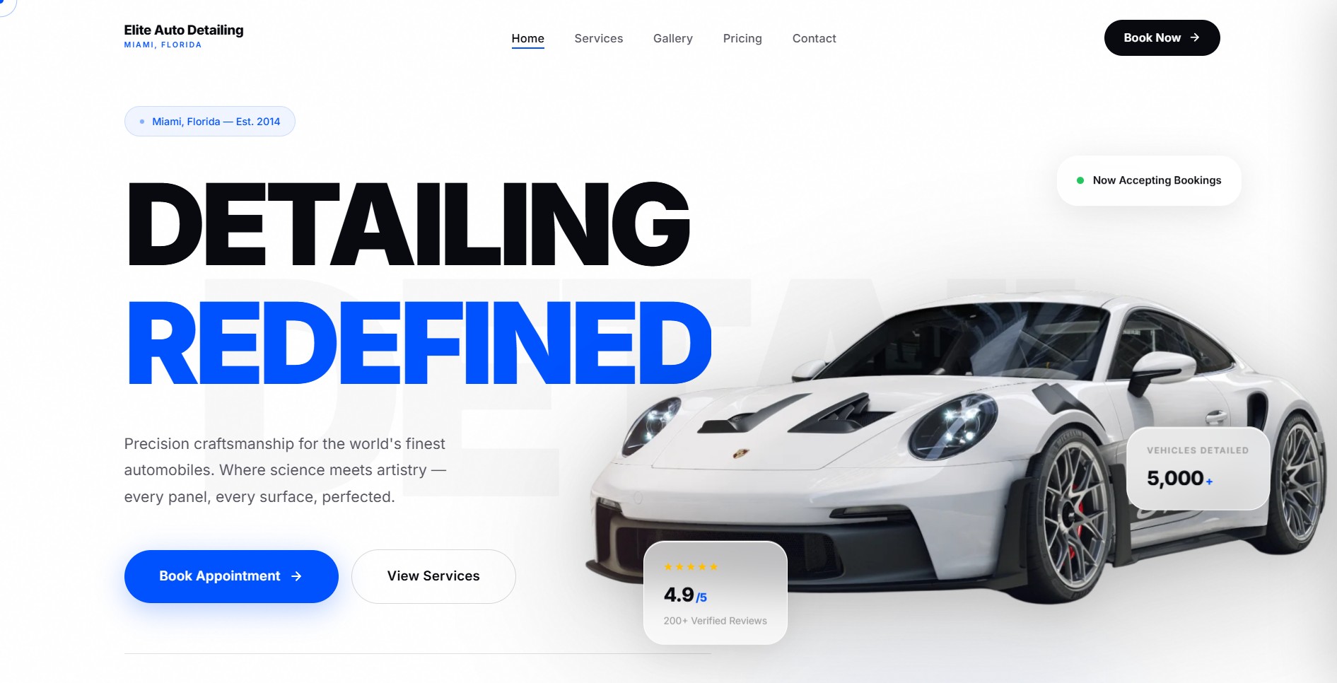 Elite Auto Detailing website